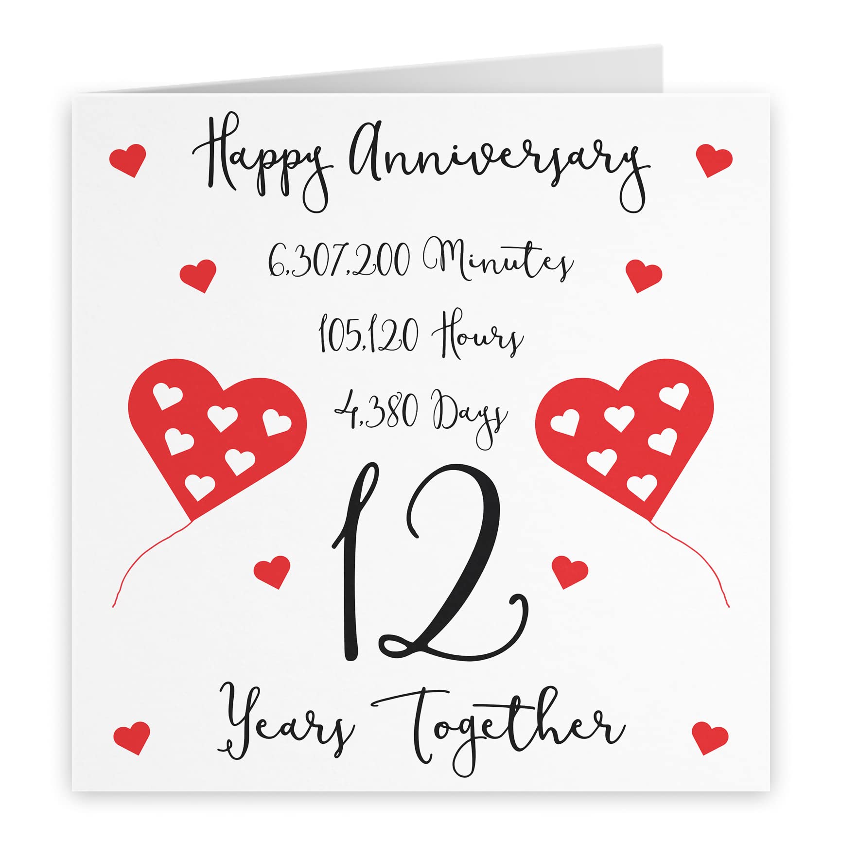 Hunts England - 12th Wedding Anniversary Card - 12 Years Together - Happy Anniversary - Timeless Collection - Fun Cute Card - Image 2