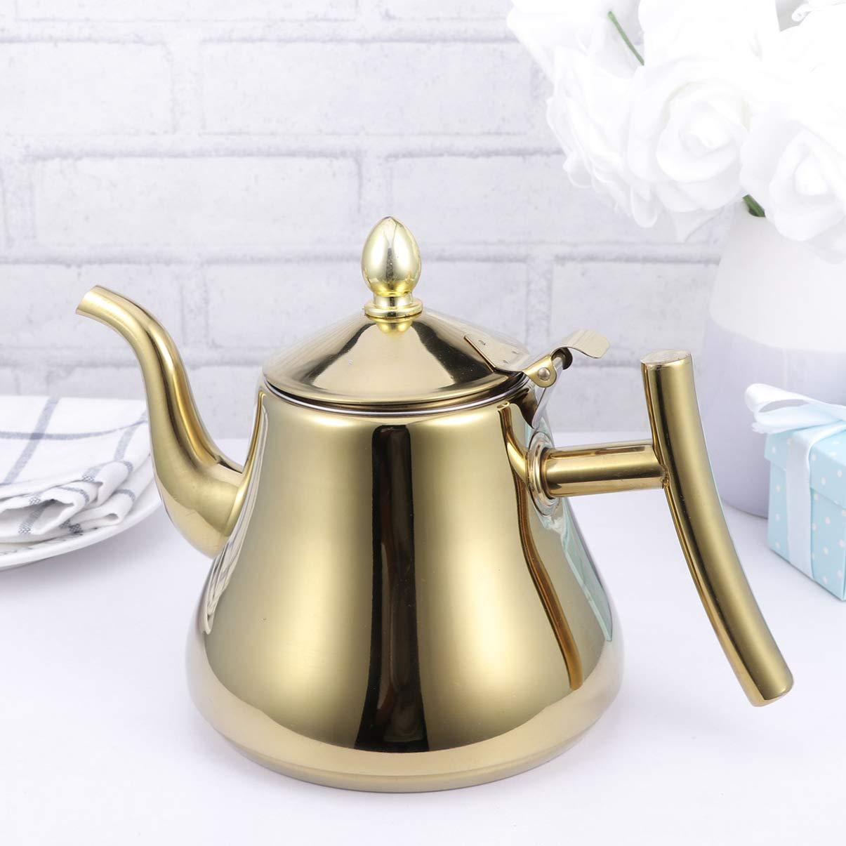 piano cottura Bollitore a fischio Versare sopra il bollitore per il caffè Bottiglia d'acqua in acciaio inossidabile Piano cottura Bollitore per il tè Piano cottura Caldaia ad acqua Teiera in cerami