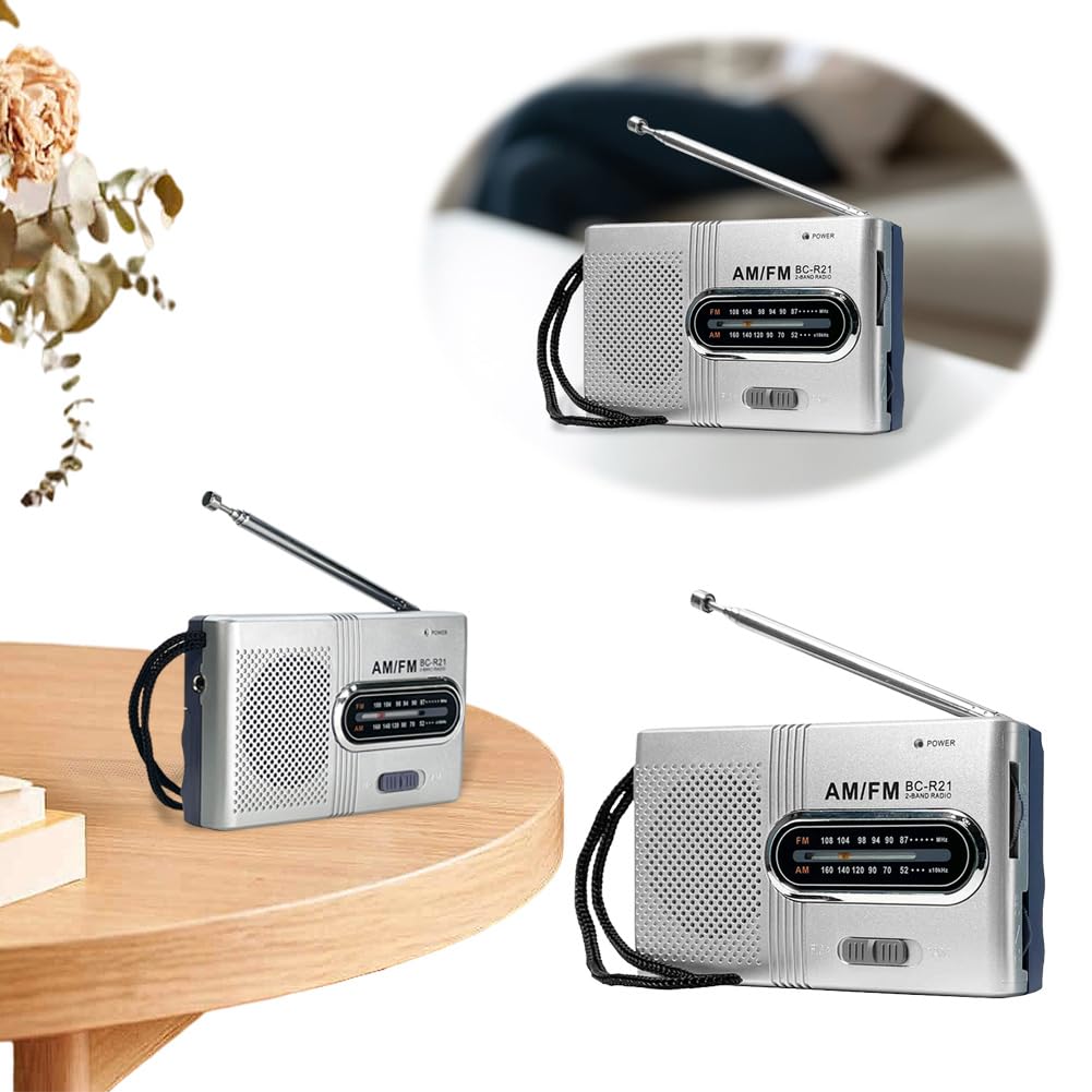 Retro Mini Radio Battery Operated Am FM Radio Portable Clear Sound para Regalos Interiores al Aire Libre para Personas Mayores