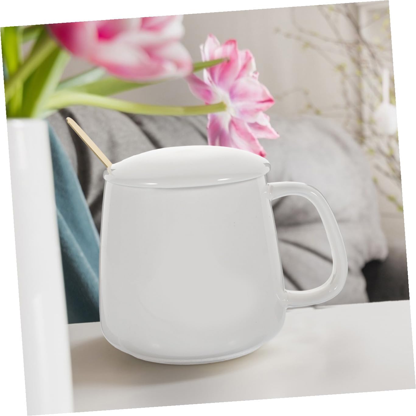 Electric USB Coffee Warmer Pad 55℃ Thermostatic Ceramic Mug Heater with Gravity Sensor for Milk Heating, Beige USB Cup Warmer for Home and Office Use