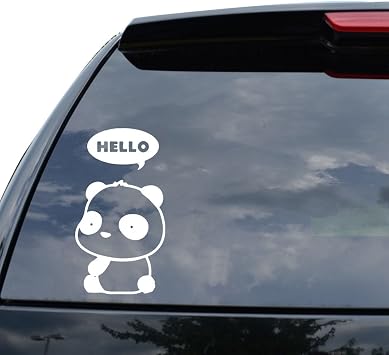 DiamondCutStickerz Cute Panda Bear Says Hello Japanese JDM Decal Sticker Car Truck Motorcycle Window Bumper Laptop Wall Decor - Size 09 Inch / 23 Cm Tall - Color Black Matte Finish