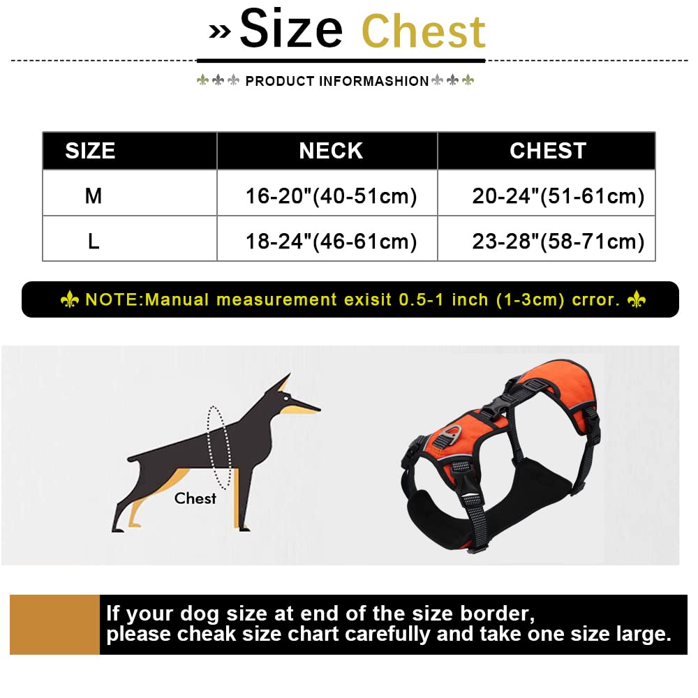 arnés para Perros, Arnés de Nylon reflexivo del Perro for los Perros medianos Grandes ningún tirón Grande for el Entrenamiento Que Camina(Orange,A)