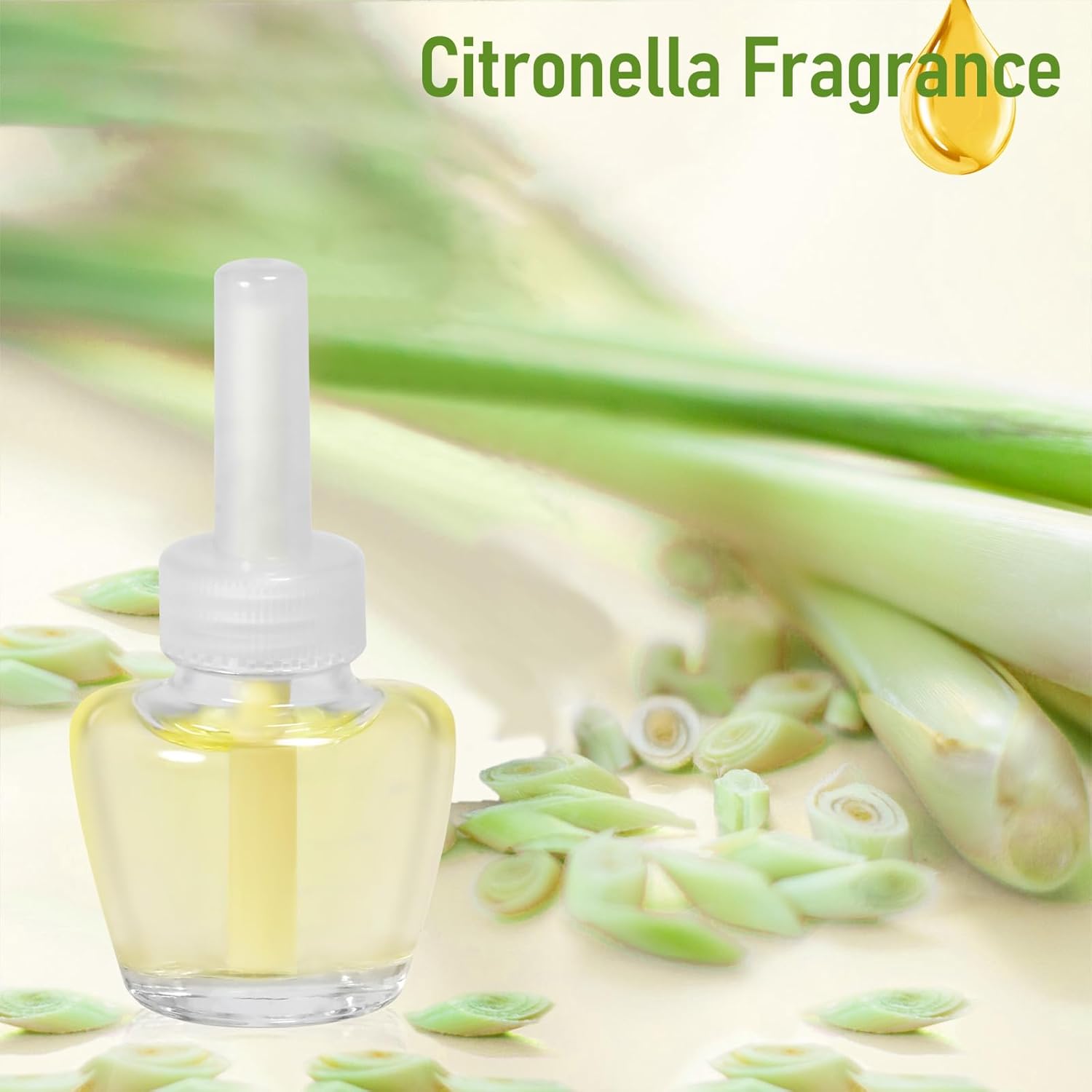 Plug In Air Freshener Refills - Citronella apple cinnamon Fragrance, 6 Count Aromatherapy Oil Diffuser for Home, Bathroom and Outdoors - Compatible with Air Wick, Compatible with Glade