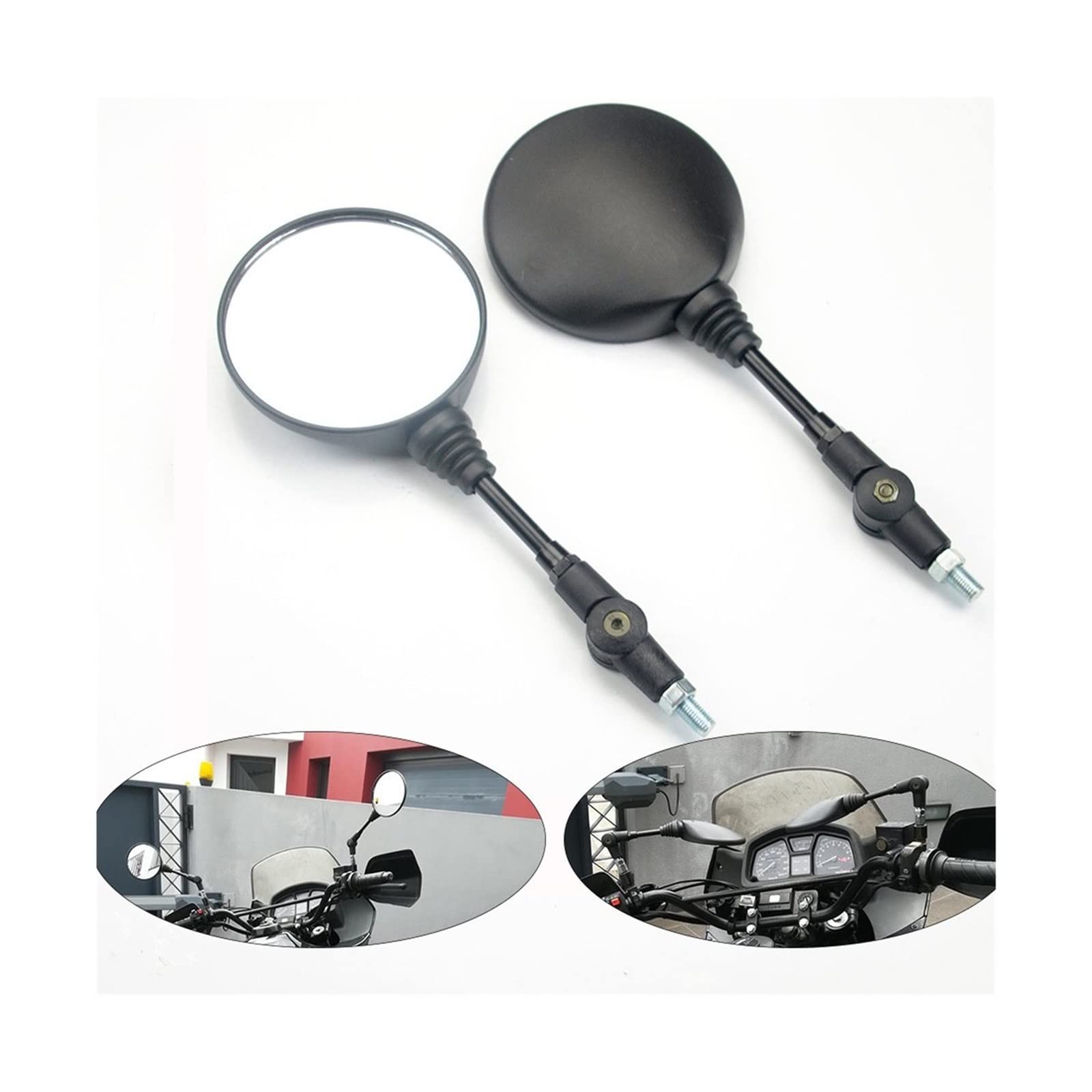 Motorcycle Rearview Mirrors Pour Kawasaki Moto Guidon Réglable Vélo Équitation Rond Ellipse Miroir 1 Ensemble Rétroviseur Vélo Rétroviseurs Moto