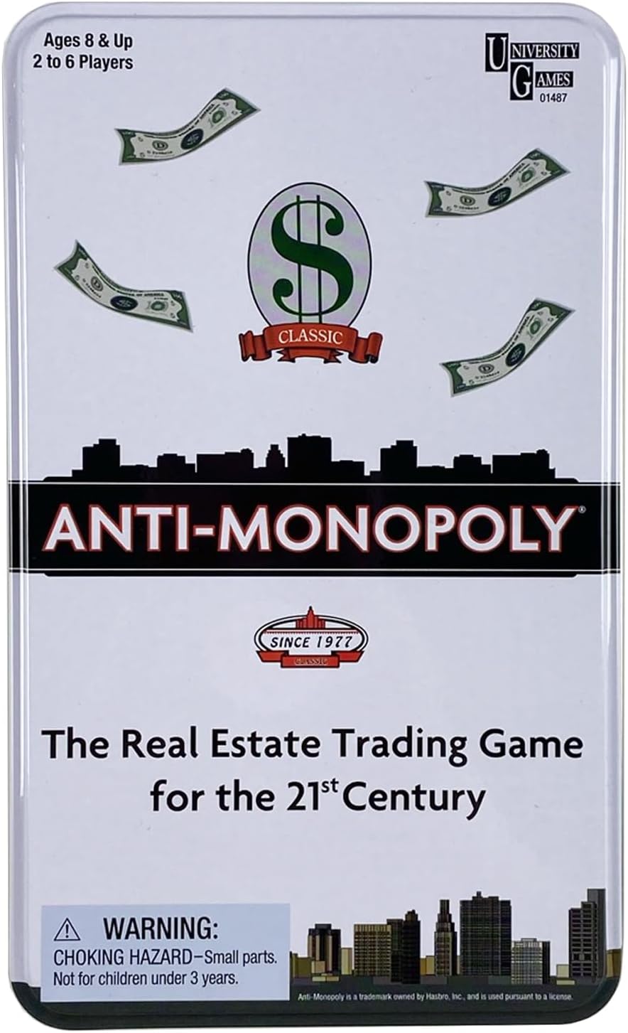 University Games Anti-Monopoly Game Tin (White)