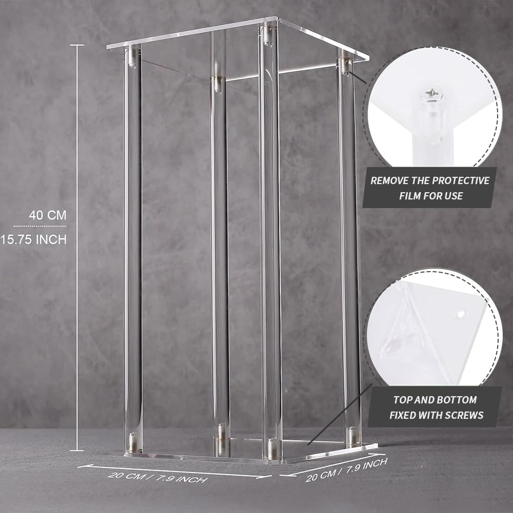 15.75in 10pcs Acrylic decorative flower stand +Led String Light Tabletop Geometric Centerpiece Stand-Floor Column Display Stand for Wedding Ceremony Party Reception Decoration（15.75in 10pcs ）