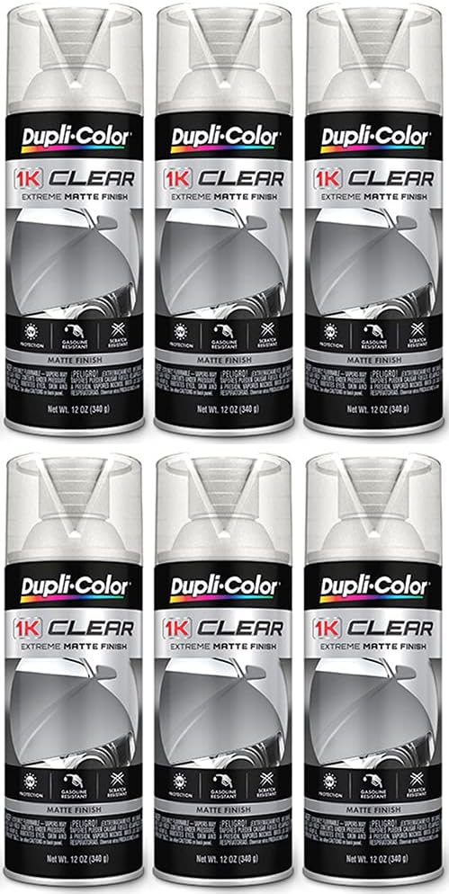 Duplicolor 1K Clear Extreme Matte Finish Spray Paint (12 oz) - 6 Pack