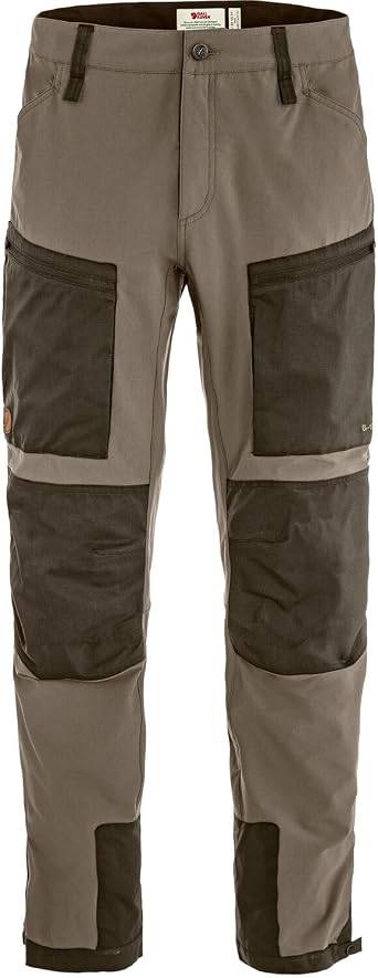 Fjallraven Keb Agile Mens Trekking Trousers - Reinforced, Durable, Stretch Fabric, Trail Performance - Hiking, Trekking, Suede Brown/Dark Olive, 32W x 32L