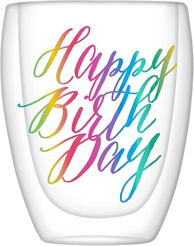 Miniatura 15 de Slant Collections Regalos de cumpleaños, copa de vino acrílica sin tallo, doble pared, con confeti, 10 onzas, rosa/amarillo/azul Rosa, amarillo,