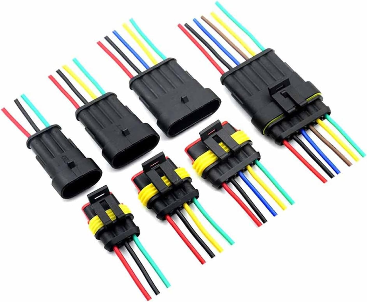 1set AMP 1/2/3/4/5/6 Pin Way Harness Auto Male Female Car Plugs Connector Compatible with Car Motorcycle Waterproof Electric Wire Connector(4P)