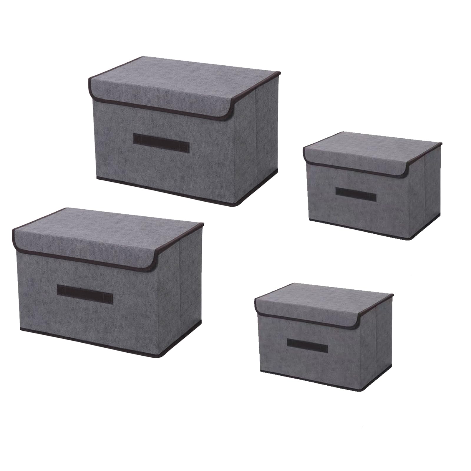 4PCS Fabric Storage Box - Fabric Folding Storage Bins, Foldable, Dustproof, with Cover, Suitable for Storing Shoes, Socks, Jumpers, Toys, Books