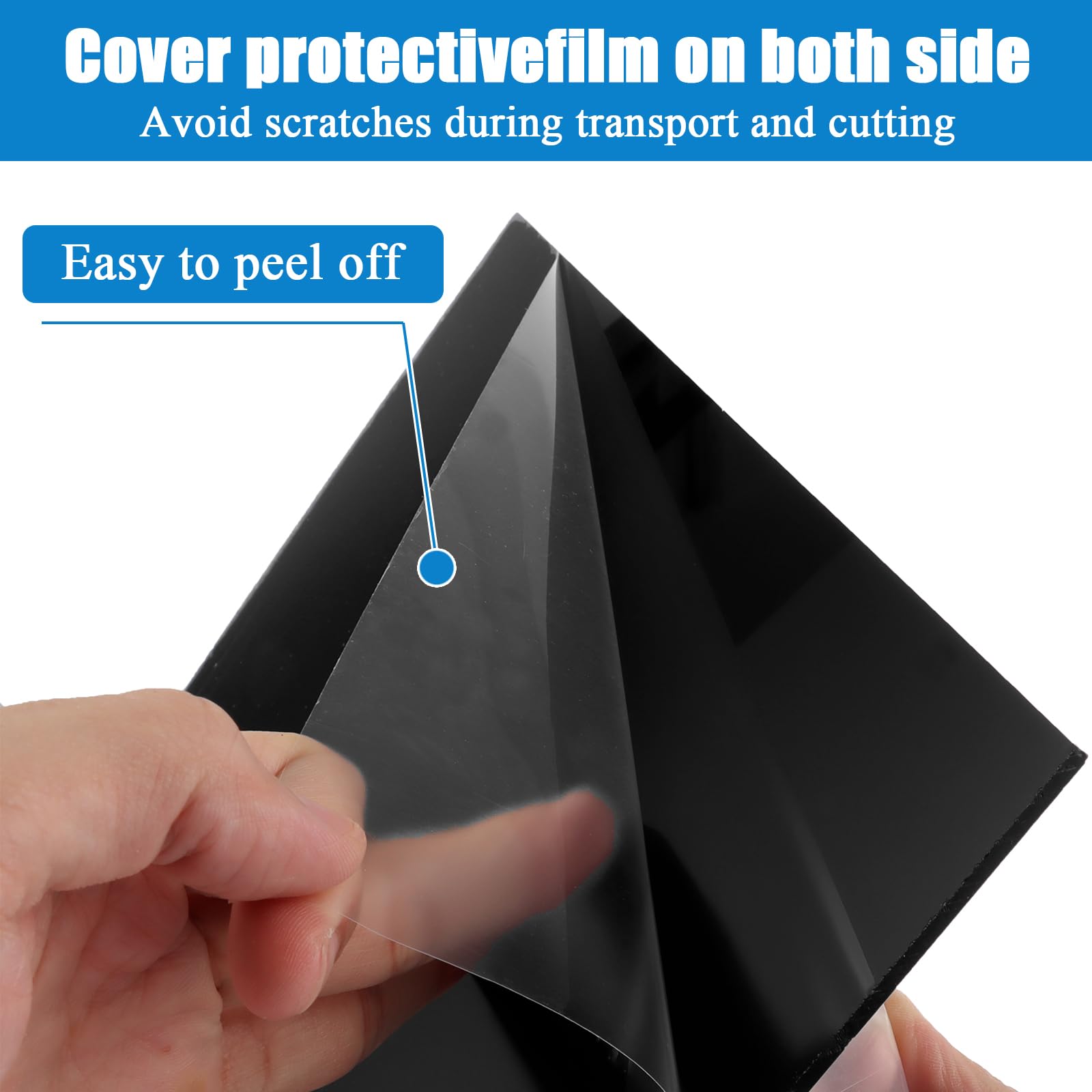 Produktbild von ZOFUN 4er-Set Acrylglasplatten Schwarz A4 297x210x3mm – Mit Schutzfolie, Ideal Für Schilder & DIY