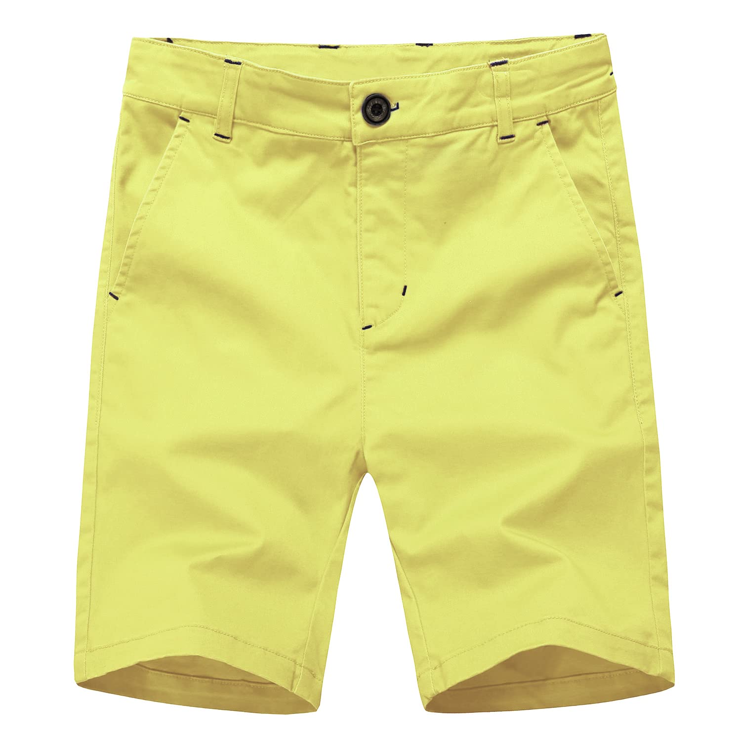 KID1234 Boys Shorts - Flat Front Shorts with Adjustable Waist,Chino Shorts for Boys 5-14 Years,6 Colors to Choose