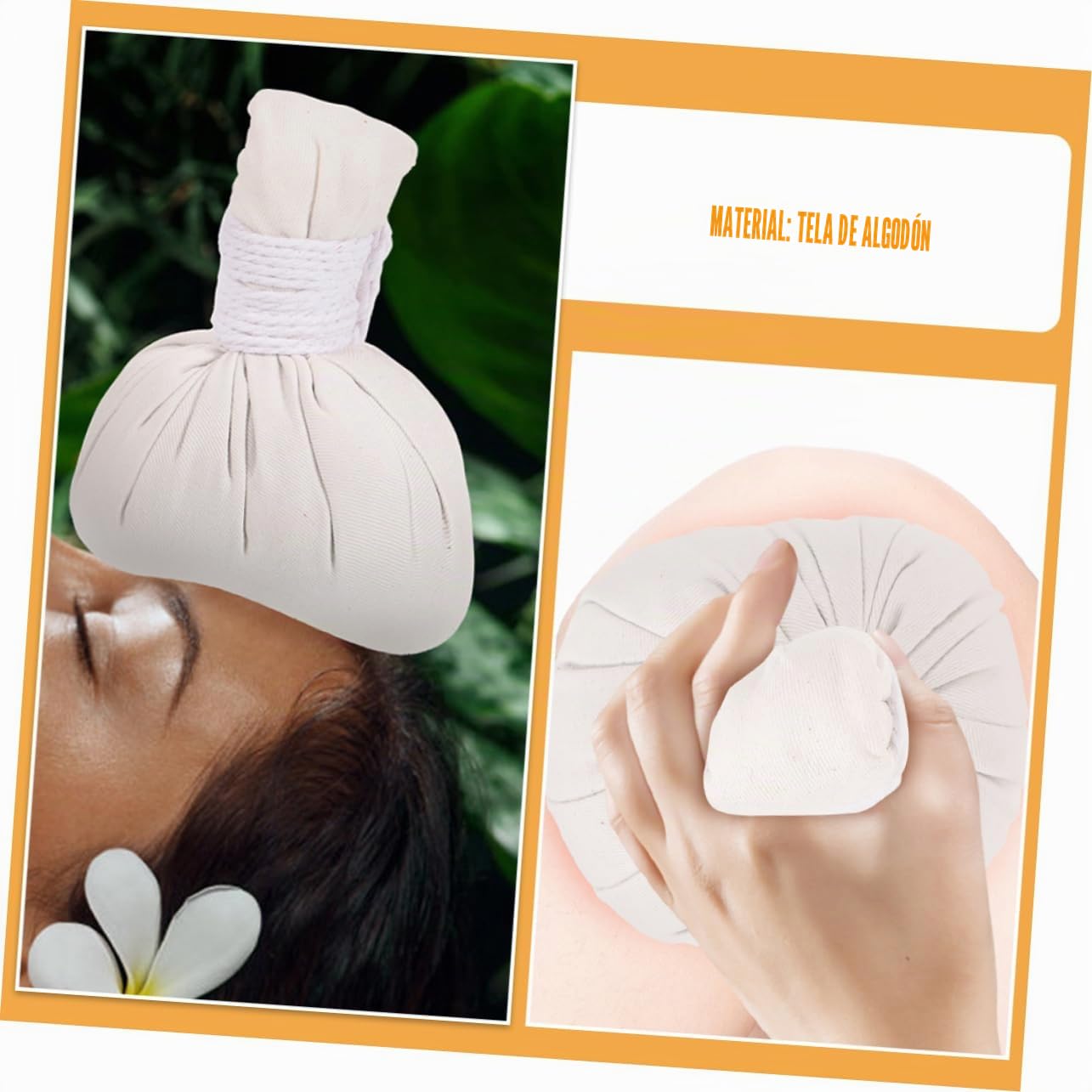 WOONEKY 4 Bolas de Masaje y Relajación Profunda Hierbas Chinas de Aromaterapia y Tela de Algodón para Terapia de Calor, Tamaño Portátil Ideales para Spa