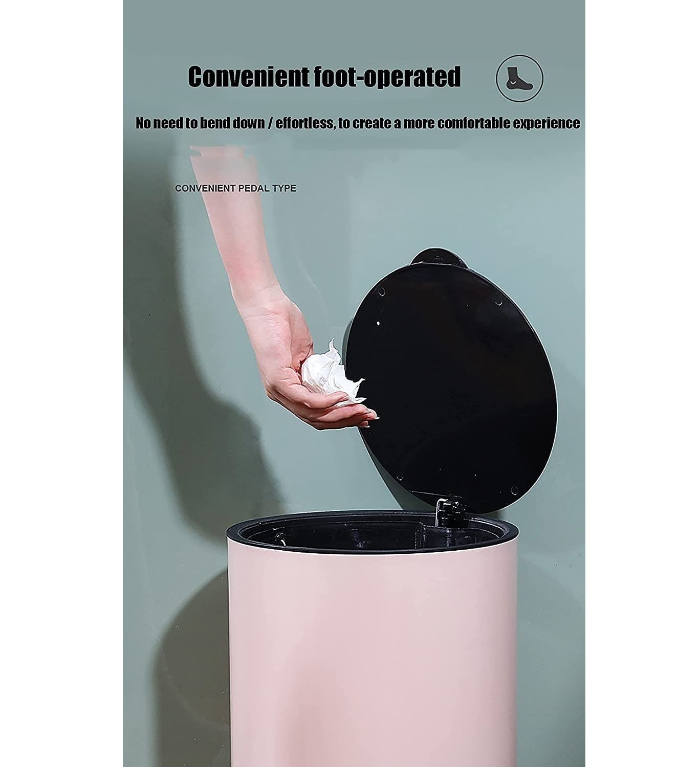 Mülleimer, kleiner Treteimer, Abfallbehälter Mülleimer 8L Treteimer Mit Deckel for Badezimmer Toilette Schlafzimmer Mülleimer Mülleimer(B)