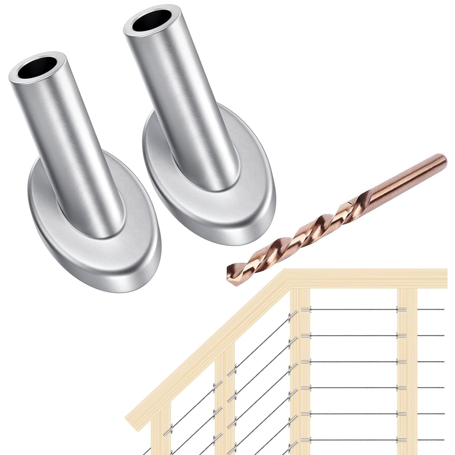 [Patent Design] CKE 20 Pack 45 Degree Angle Beveled Protector Sleeves, Wood Post Protector for 1/8" Cable Railing, T316 Marine Grade Stainless Steel