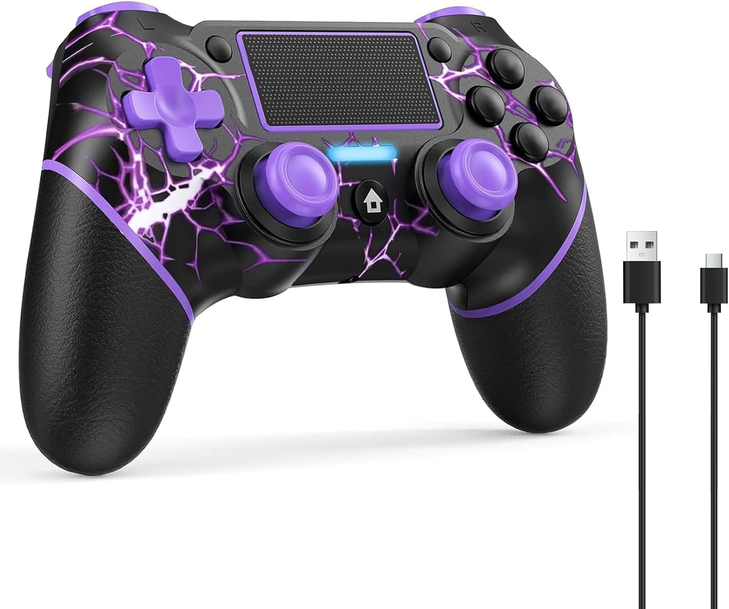 Reddening pour Manette PS4, Manette Pc pour PS4/Pro/Slim/PC, Joystick avec Bouton Turbo/Retour, Double Vibration, Gyroscope 6 axes et écran tactile, Purple - Amazon product rated Grade B