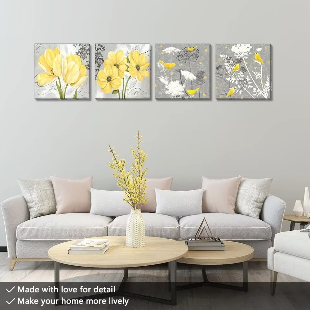 Wall HDQ Yellow Gray Wall Art