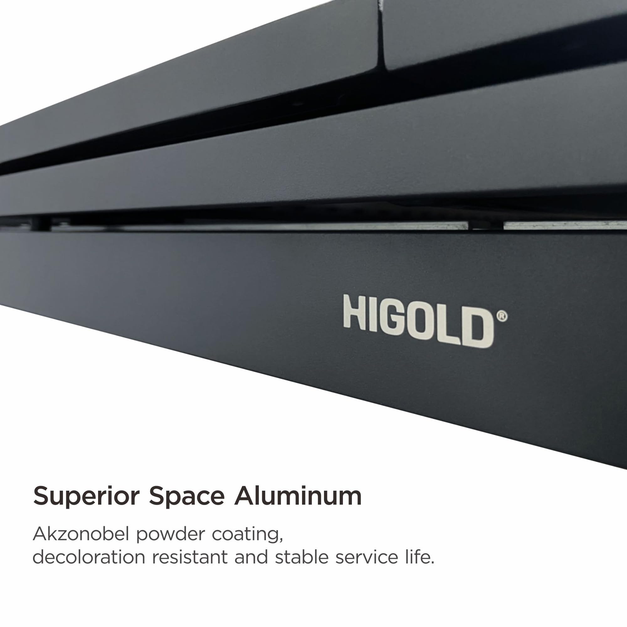 HIGOLD Heck 9-stühliges Gartenmöbel Set mit ausziehbarem Tisch – Vollaluminium Terrassenmöbel, 8 stapelbare wetterfeste Textilene-Gewebe für Garten und Veranda | Kohleschwarz