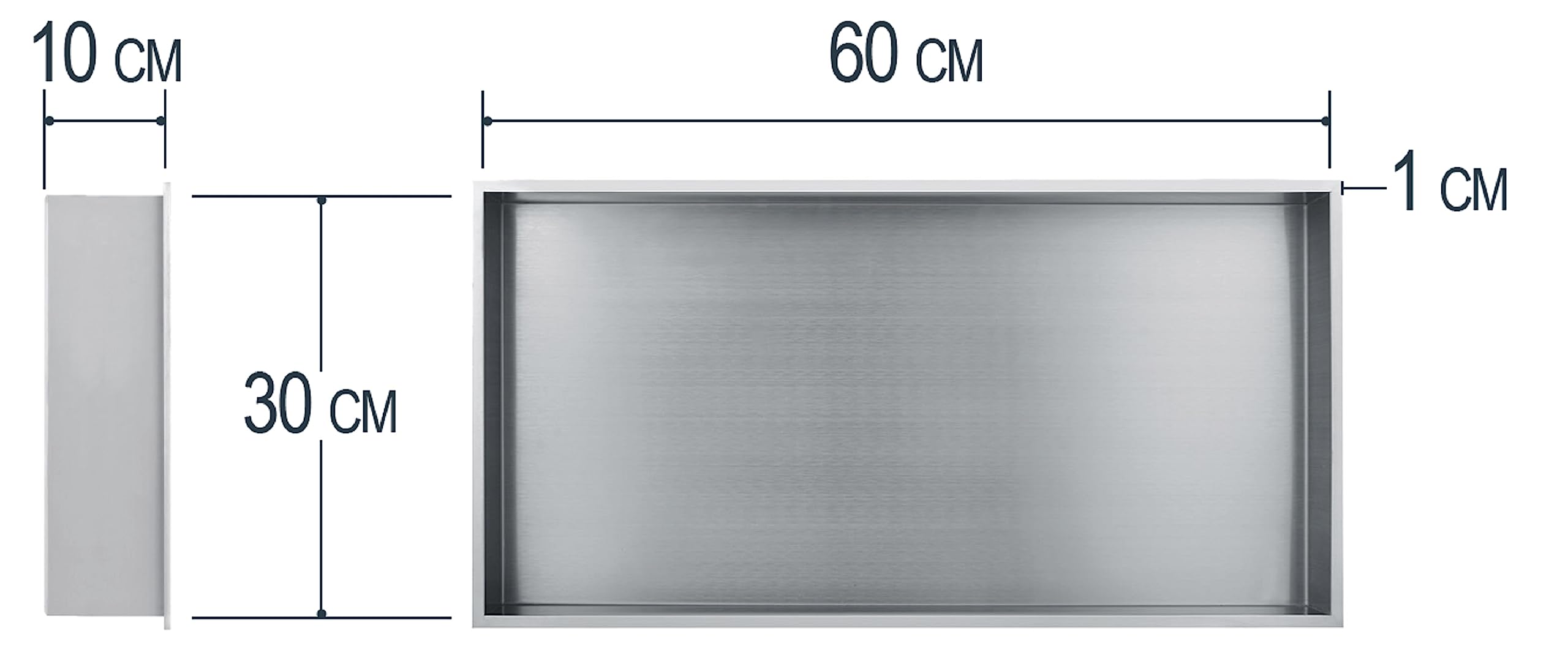 Hornacina de Ducha a Empotrar 60x30x10 cm | Acabado Inoxidable | Estante de Pared para Baño | Diseño Moderno y Resistente | EUROSANIT