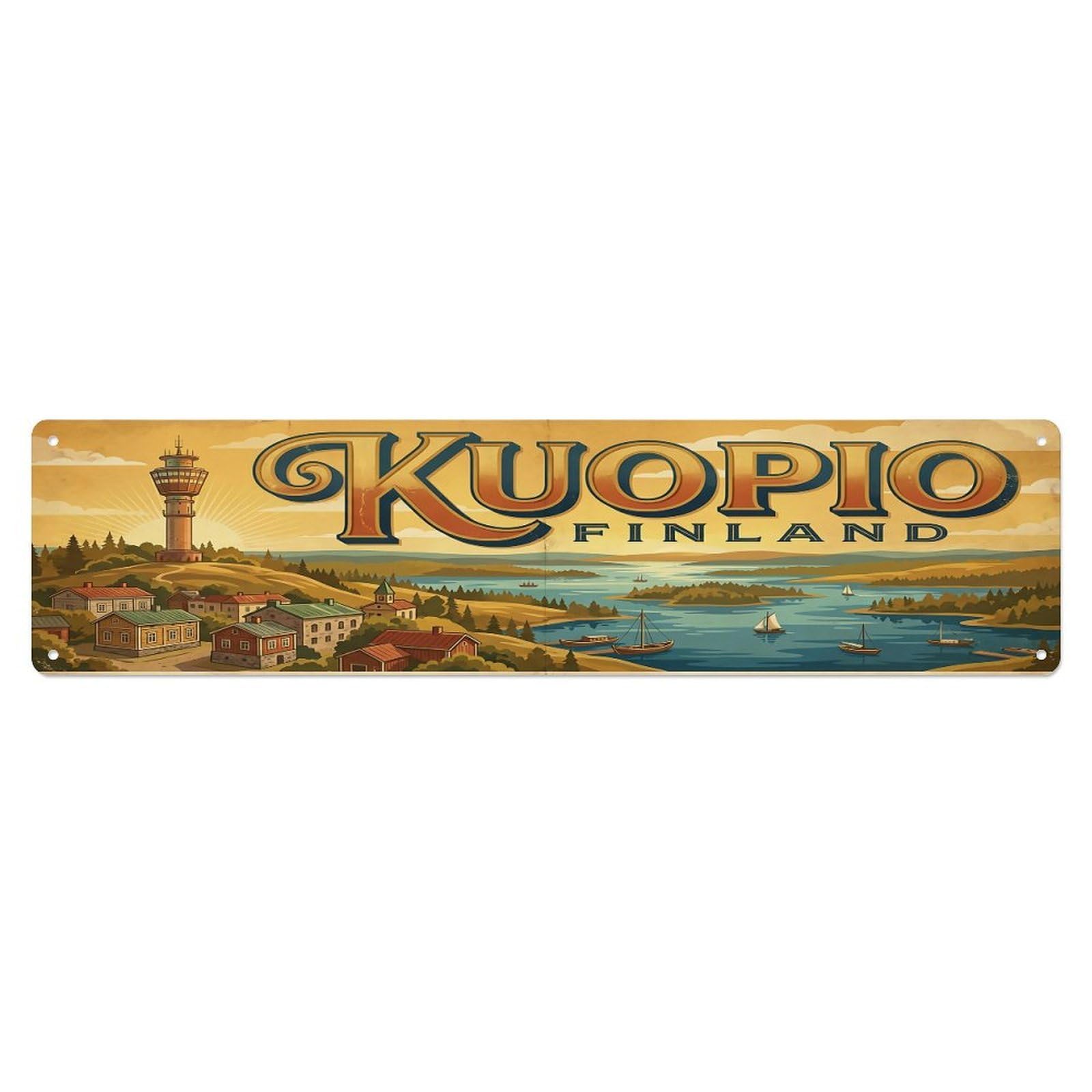 Retro Travel Kuopio Finland Metal Tin Sign