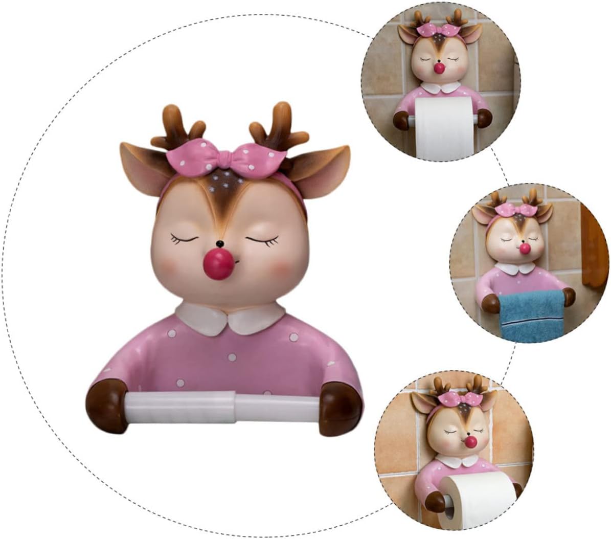 Lovely Cartoon Wall-Mounted Toilet Paper Holder Resin Tissue Rack Bathroom Storage Rack for Toilet Paper with Smooth Edges Resistant Finish