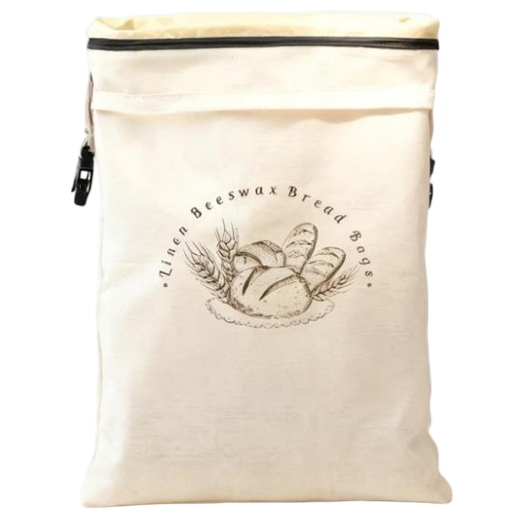 Beeswax Bread Bags 2 Pack Reusable Sourdough Bread Bag with Zipper & Strap Natural Beeswax Coating on Organic Cotton to Keep Fresh 17x13 Inch