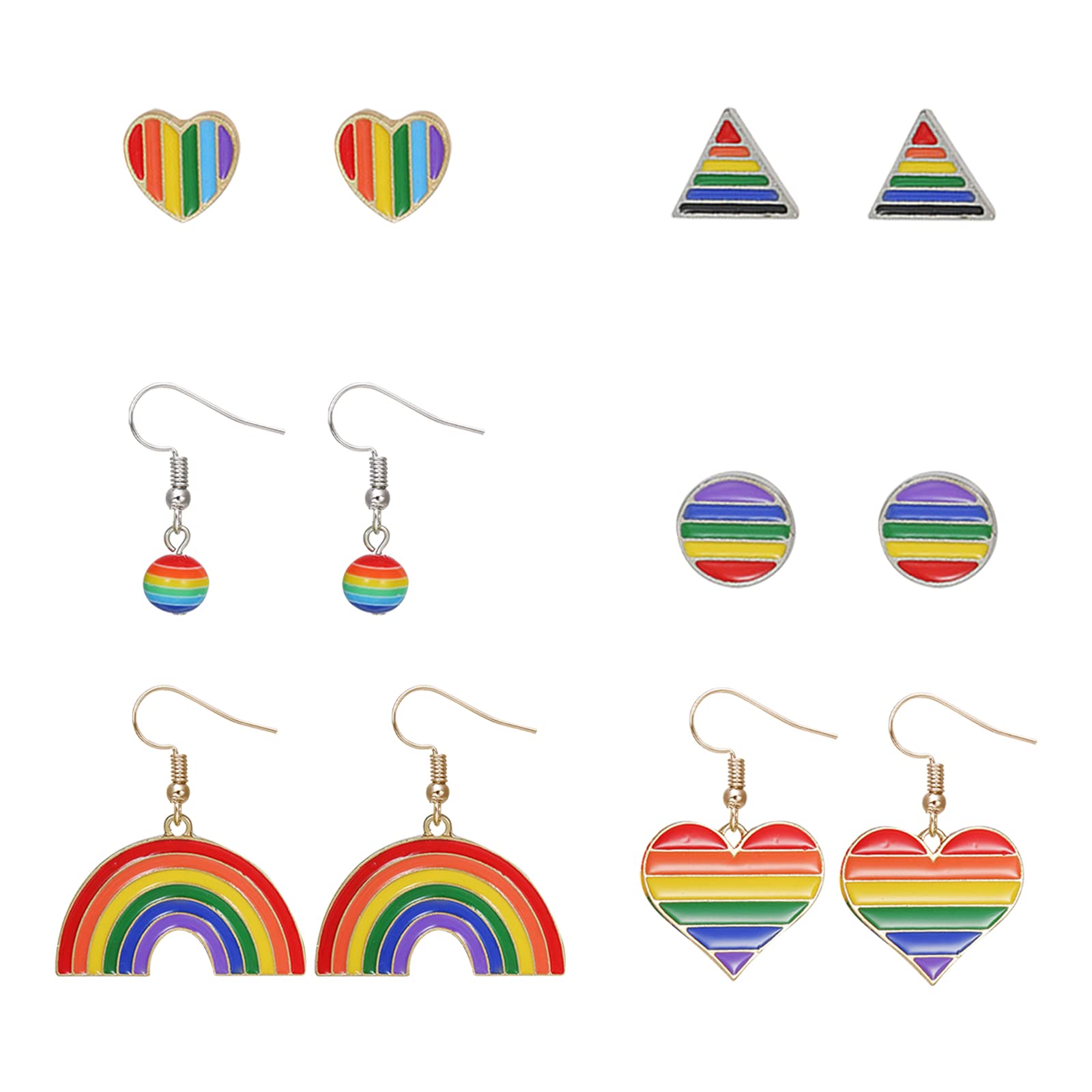 6 Pairs Rainbow Earrings for Women Pride Earrings Lightweight Lesbian Rainbow Dangle Earrings Rainbow Stud Earrings LGBTQ Earrings