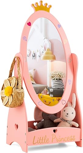 Miniatura 19 de Costzon Juego de tocador para niños, juego de tocador para niñas con espejo y taburete, tocador de maquillaje de princesa con cajón, tabla de