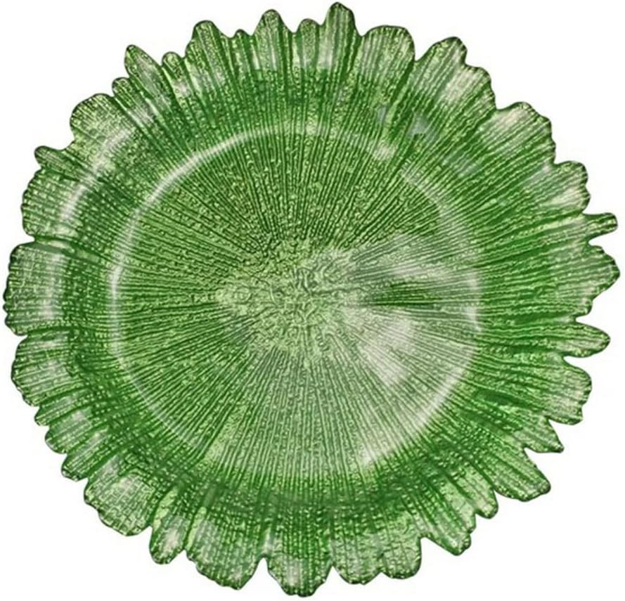 Glass Decorative Service Plates Gold Silver Dinner Plates Wedding Decor Table Place Setting(C)