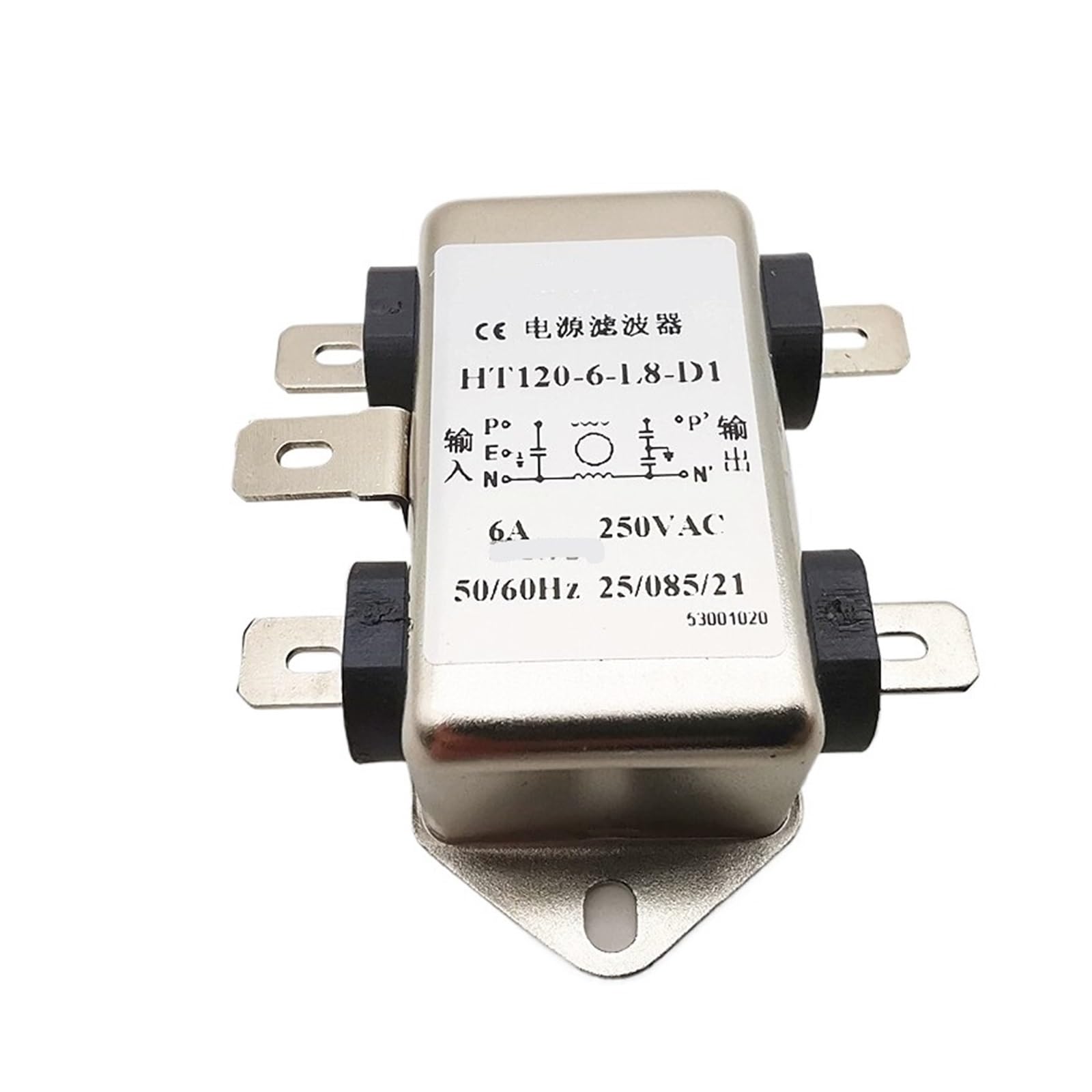 Filtre d'alimentation monophasé 220V CA HT121-6-W5-D3 haute performance 6A