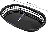 Vista 2 de Paquete de 24 cestas negras para servir comida rápida, de 11 x 7 pulgadas, forma ovalada de plástico para servicio de delicatessen, pan, perritos