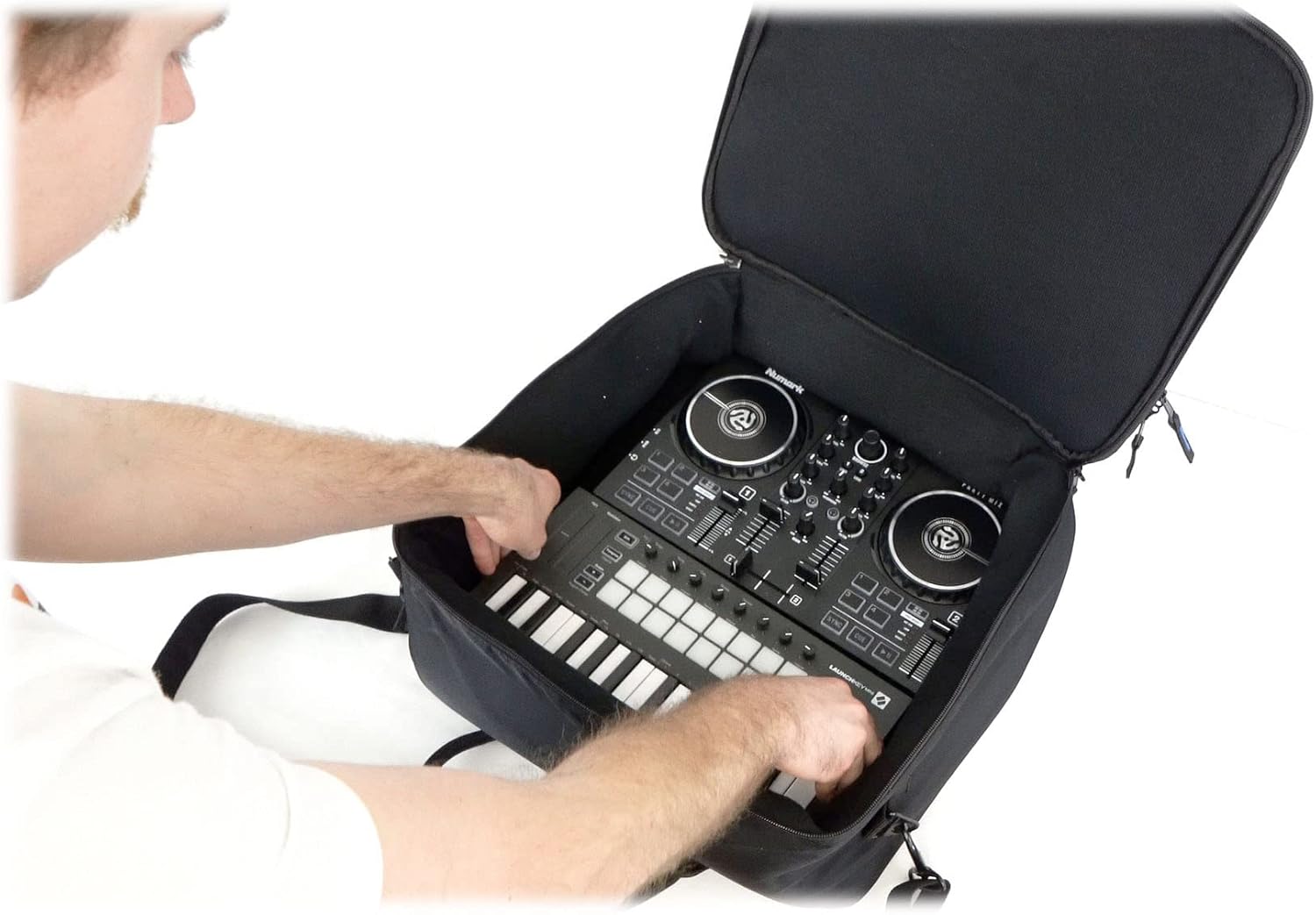 Rockville MB1313 DJ Gear Mixer Bag Case 13 x 13 x 6 Inches, Dual-Layer Foam Padding, YKK Zippers, Front Pocket, Adjustable Strap, for Mixers, Controllers, FX Pedals