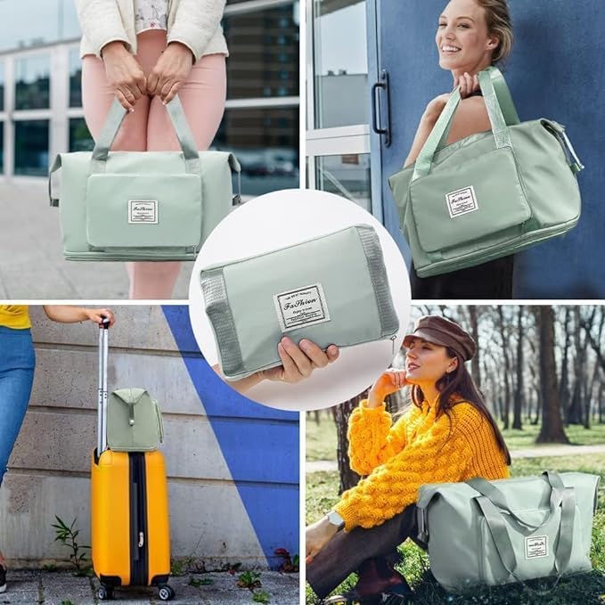 Image of TEKCOOL Nylon 41 Liter Expandable Travel Bags for Women, Duffle Bags for Women Luggage, Foldable Vanity Traveling Bag, Waterproof Hand Bag for Ladies Personal Items(Green)'