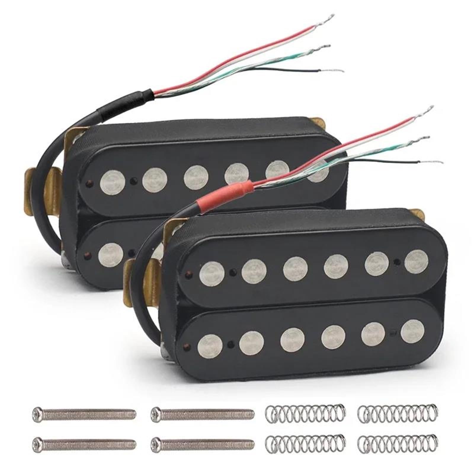 Przetwornik Do Gitary Elektrycznej Przetwornik Gitarowy Z Podwójną Cewką I Humbuckerem | Duży przetwornik 6,3 mm do gitary elektrycznej z 4-żyłowym kablem / podziałem cewki, czarny/biały (zestaw czarny)