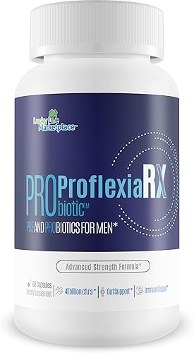 Probiotic Proflexia Rx - Fórmula masculina - Nuestra mejor fórmula masculina con prebióticos y más de 40 mil millones de UFC de probióticos - Apoya