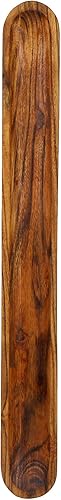 Miniatura 3 de Kaizen Casa Bandeja larga de madera de acacia tallada a mano, estilo canoa, perfecta para rollos de cena, o como centro de mesa