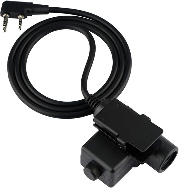 Socobeta 2-Pin Walkie Talkie Cable U94 Cable Adapter with PTT Button for 2.5mm Headset for 3.5mm Two Way Radio
