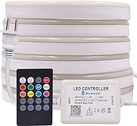 Vista 11 de Luz de neón LED, cuerda de luz LED con control remoto Bluetooth, CA 110-130V RGB regulable impermeable 5050 60 LED/m tira de luz para edificios