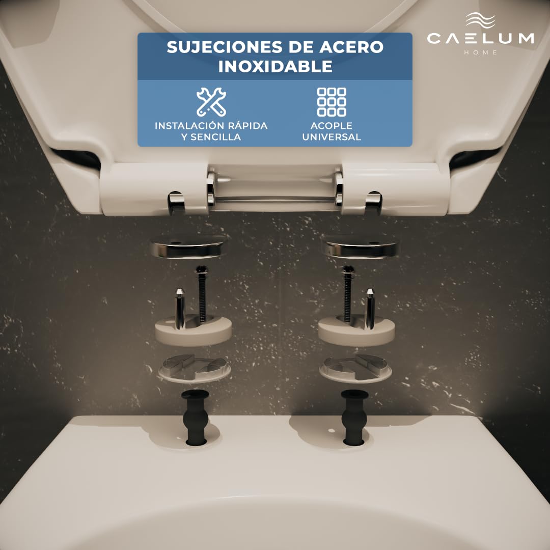 Tapa de WC. Asiento de inodoro universal en forma de O con cierre suave y lento, fácil montaje y limpieza. (450x370x50) mm (Forma de O)