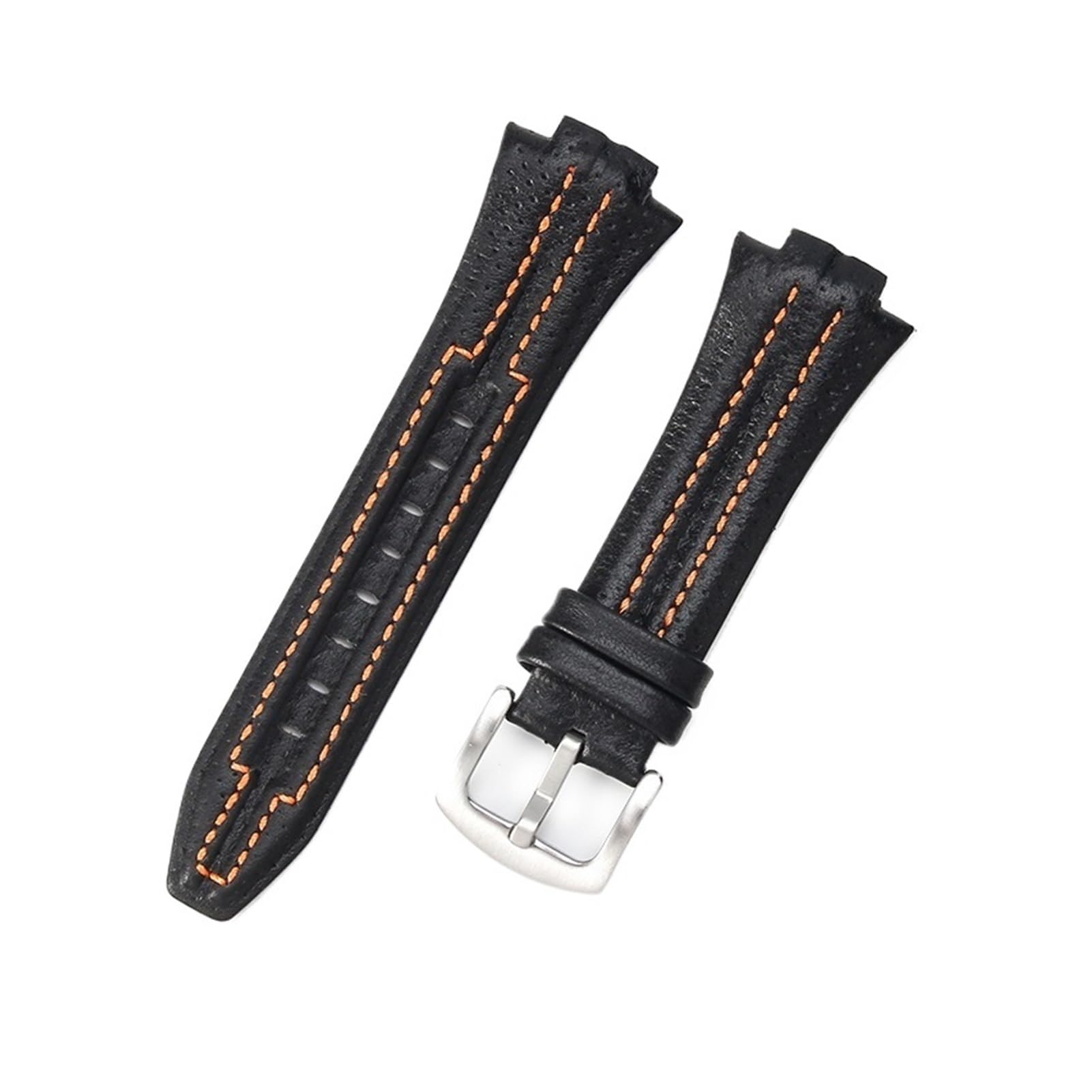 Bracelet en cuir de vachette compatible avec les montres Seiko SNL017 029P2/021P1 SNA595 7L22-0AE0 Sportura Series, 27 x 15 mm