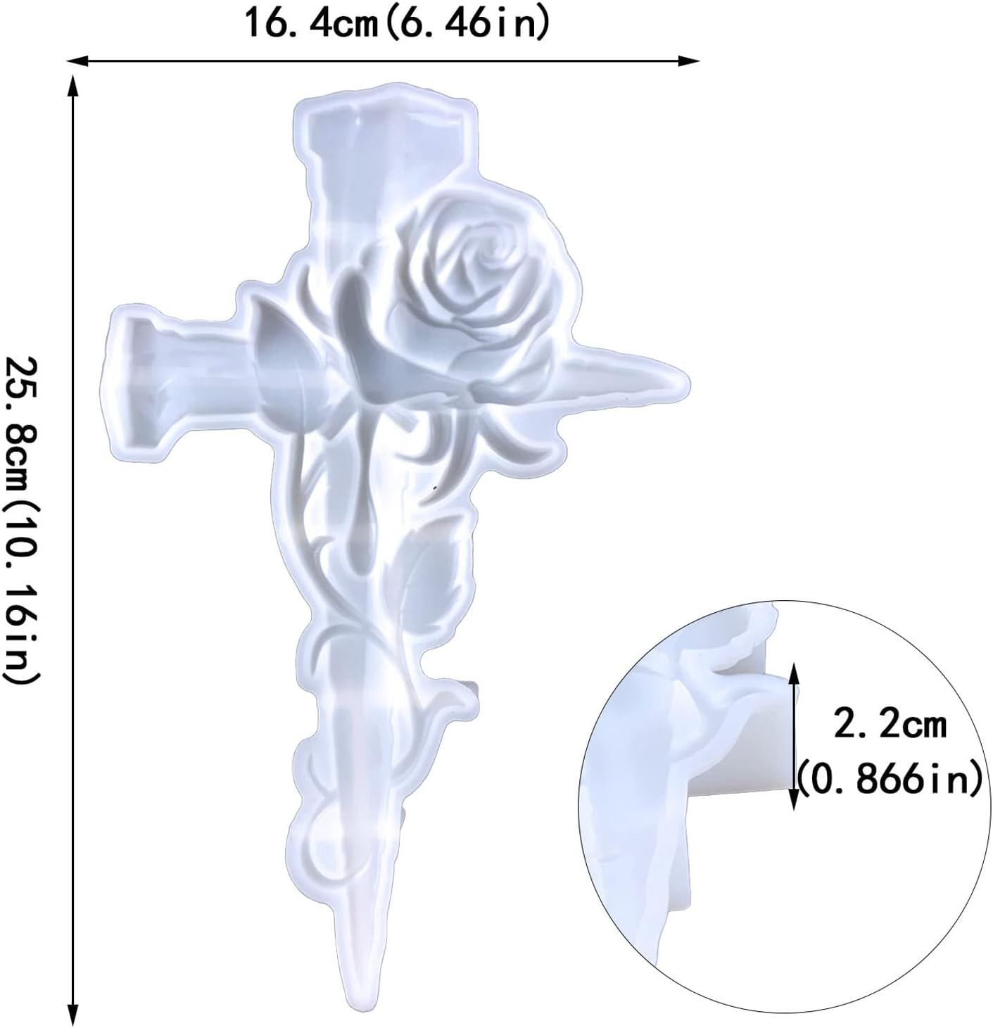10 Inch Rose Cross Resin Molds, 3D Flower Crucifix Silicone Moulds for Resin, Large Epoxy Resin Casting Mold for Wall Hanging Door Ornament Cabinets Gifts Home Office Craft Art Decor image 2