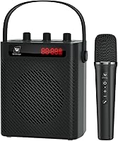 Vista 1 de Amplificador de voz con micrófono inalámbrico y altavoz - Sistema PA Bluetooth portátil mini con micrófono de mano, megáfono recargable ultraligero