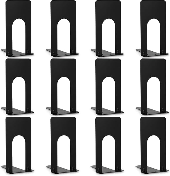 Anhow 6 Paar Boekensteunen Zwart Metalen