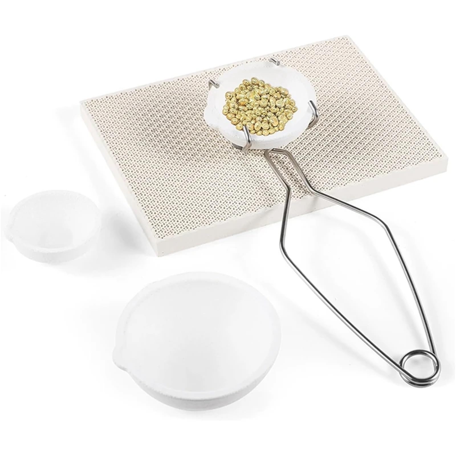 Pinzas De Crisol Juego de 5 crisoles, juego cuencos for fusión pequeños con placa soldadura en forma panal y mango pinzas for látigo para Material de Laboratorio