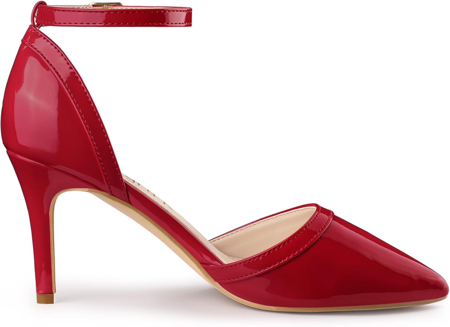 Allegra K Women's Pointed Toe Stiletto High Heel Pumps Ankle Strap Wedding Bridal Evening Party Dress Shoes