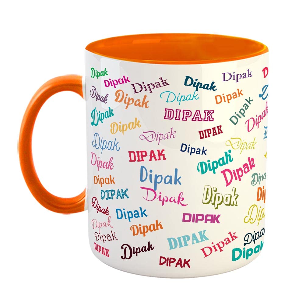 FurnishFantasy Customised Happy Birthday Ceramic Coffee Mug - Best Birthday Gift for Son, Daughter, Brother, Sister, Gift for Kids, Return Gift - Color - Orange, Name - Dipak (B09BBMZQST) Amazon Price History, Amazon Price Tracker