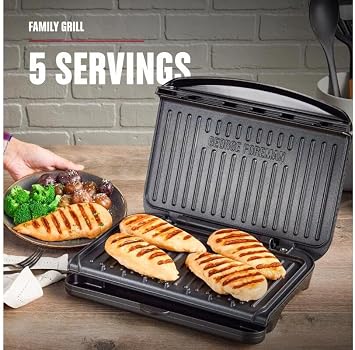 George Foreman 5-Serving Classic Plate Electric Indoor Grill and Panini Press - Black
