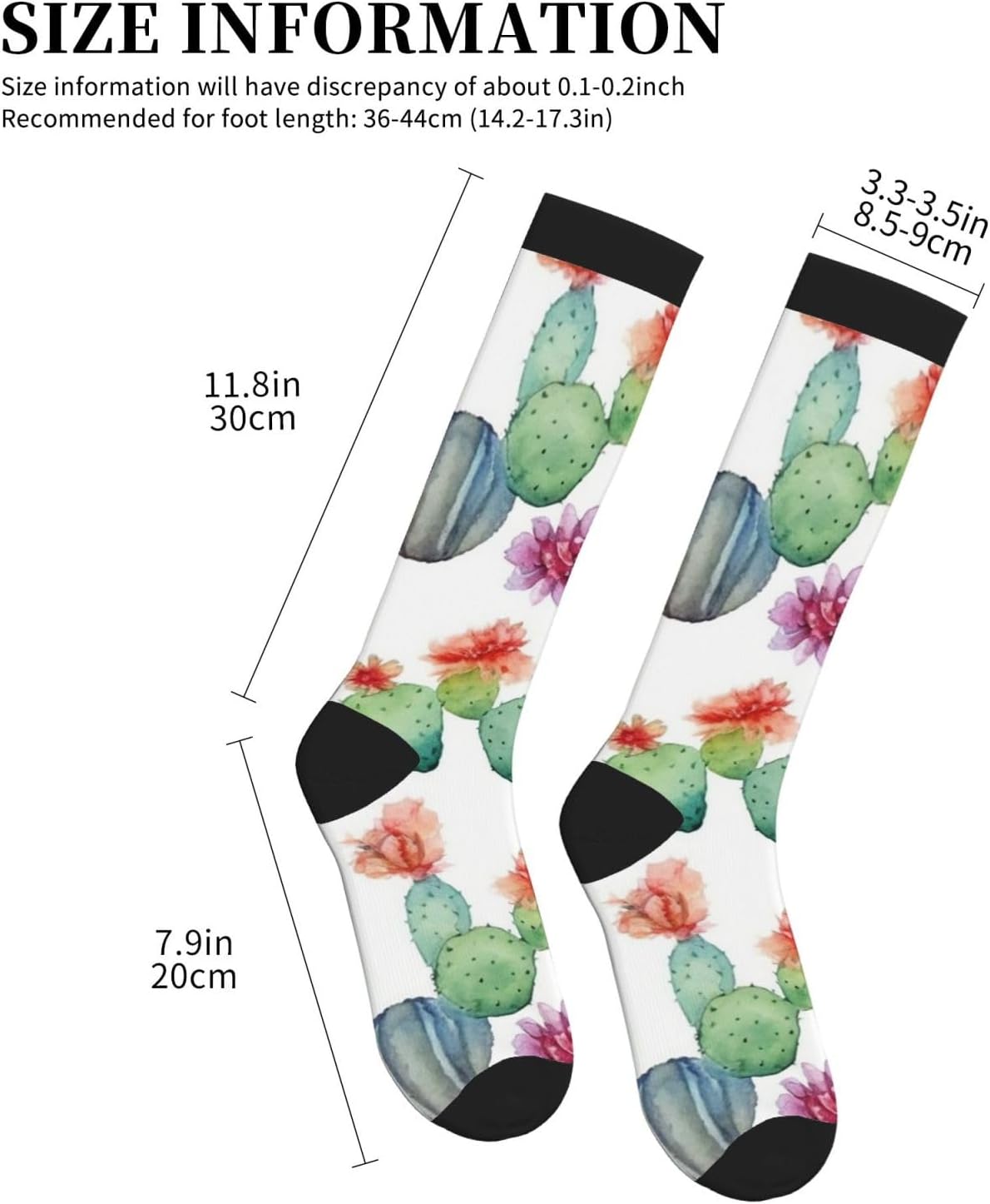 Watercolor Cactus Compression Socks For Women Men 15-20mmhg Graduated Support Circulation Knee High Socks For Nurses Athletic