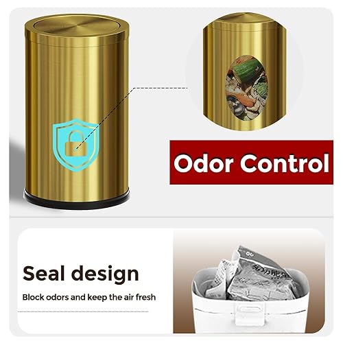 Miniatura 9 de Basura de acero inoxidable cubo de basura de baño con tapa pequeño cubo de basura con tapa abatible 24 galones latas de basura para cocina sala de